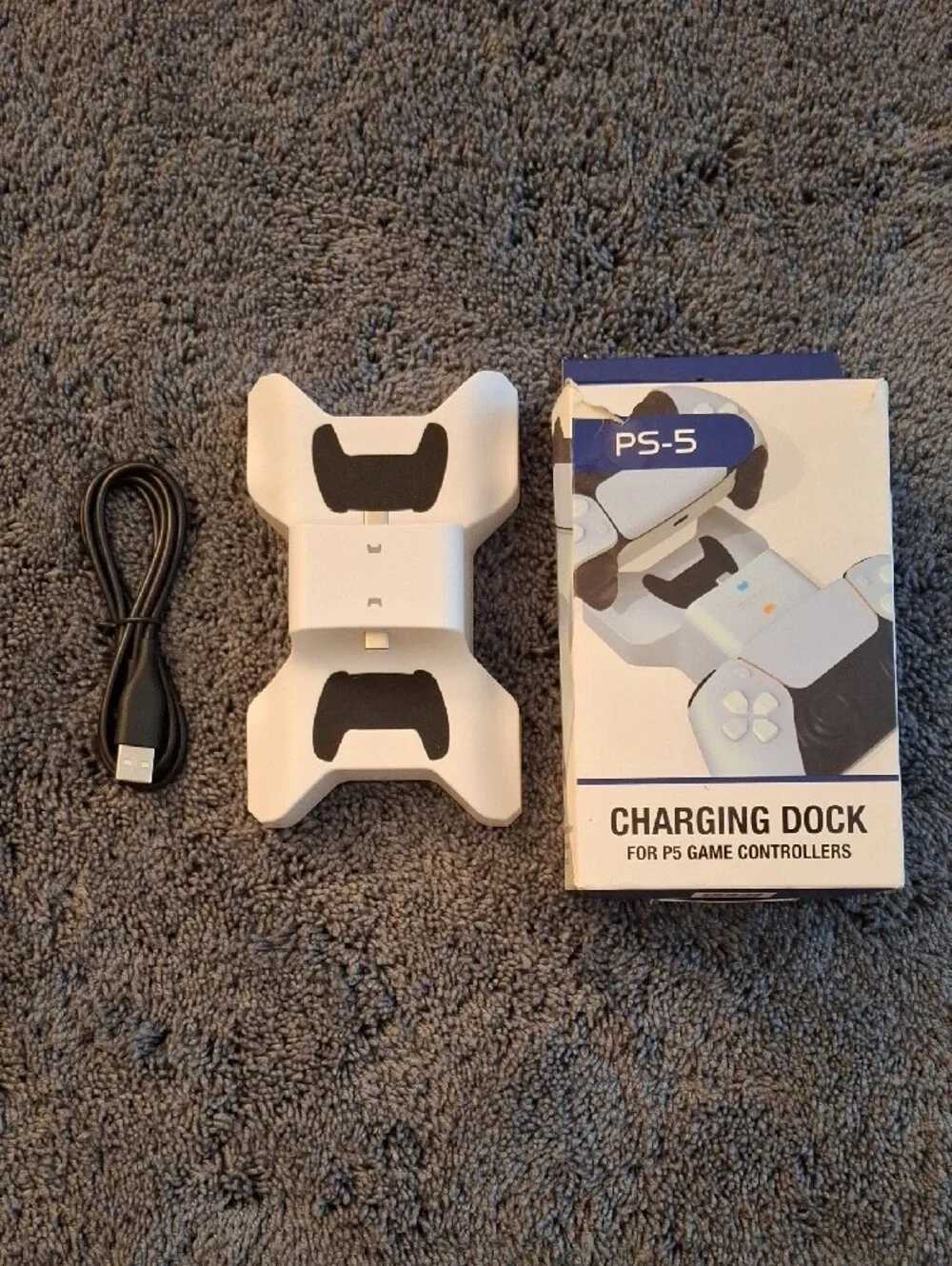Benazcap White Dual Charging Station Dock for PS-5 Dual Sense Game Controllers